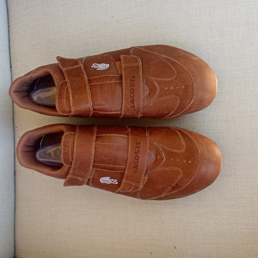Men's Lacoste Dress Shoes Sport Double Strap On Leather Shoe BROWN Oxnard